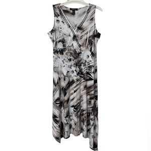 Style & Co Asymmetrical Hem Floral Embellished Dress